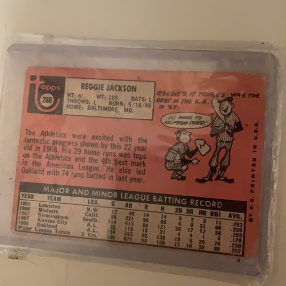 1969 topps reggie jackson rookie card #260 - Picture 2 of 2